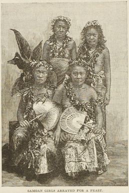 Samoan girls arrayed for a feast