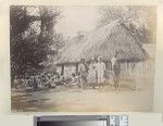 Teachers and young students by schoolhouse, Tanna, ca.1890