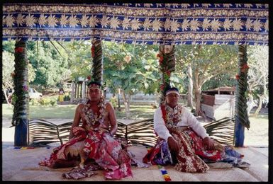 Conferring of Matai Ariki titles, Sāmoa. Matautia Ieriko Niulevaea and Matautia Peni