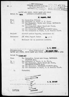 VS-66 - ACA Rep #94-Air opers against the Marshall Islands on 8/11/45