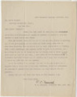 Letter from C.F. Newcombe to Clark Wissler