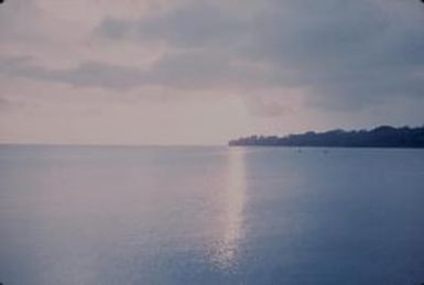 [Landscape of sea, boats, and coastline of Port Vila, Vanuatu]