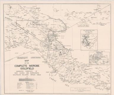 Map of the completed Morobe goldfield : mandated territory of New Guinea and surrounding goldfields including Papuan areas / compiled by Chas. Lexius-Burlington from official sources