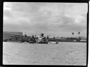 Tasman Empire Airways flying boat, RMA New Zealand ZK-AME, at Lauthala Bay Suva, Fiji