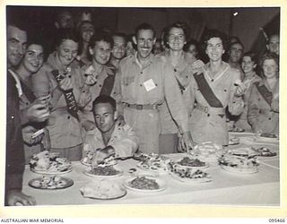 LAE AREA, NEW GUINEA, 1945-08-22. SUPPER TIME AT THE MASKED MYSTERY BALL HELD AT NO. 3 SERGEANT'S MESS, HEADQUARTERS FIRST ARMY