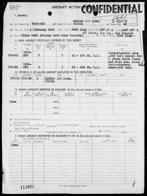 VMTB-232 - ACA rep #40 â Bombing & strafing targets in Yap Area, Carolines on 2/1/45