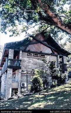 Fiji - grey brick building with black trim