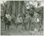 U.S. Navy African American horsemen posing in Vanuatu jungles