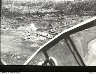 New Guinea. C. 1932. Aerial view of pre-World War II airfield in New Guinea