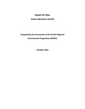 Report for Niue Used Lubricants and Oil.