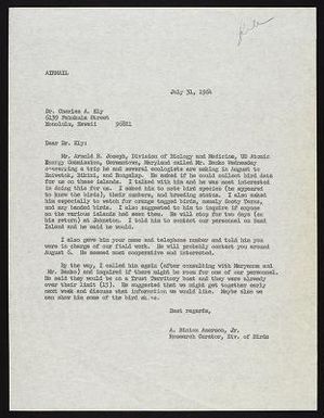 Field correspondence May - July 1964