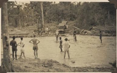 Jeeps returning from devastated area at Jegarata Creek, Jan. 1951 / Albert Speer