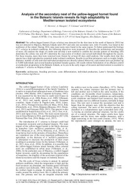 Analysis of the secondary nest of the yellow-legged hornet found in the Balearic Islands reveals its high adaptability to Mediterranean isolated ecosystems