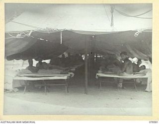 BOUGAINVILLE ISLAND. 1945-01-23. THE TENT CONVALESCENT WARD OF THE 109TH CASUALTY CLEARING STATION