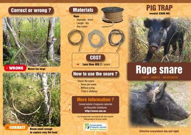 Pig Trap - Model CEN NC - Rope snare, light, simple, inexpensive - effective everywhere day and night