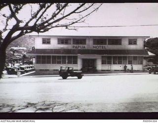 PORT MORESBY, NEW GUINEA. 1943-11. SIDE VIEW OF THE PAPUA HOTEL WHICH WAS THE HEADQUARTERS OF UNIT NO 1 WIRELESS UNIT RAAF. (DONOR A.J. BROWN)