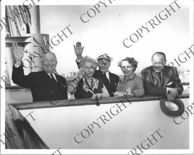 Truman Family Waving Farewell Aboard S.S. President Cleveland Departing From Los Angeles