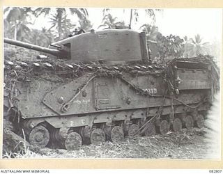 MADANG, NEW GUINEA. 1944-10. TANK TRACKS LIFTING THROUGH THE ACCUMULATION OF MUD DURING TESTS CONDUCTED AT HQ 4 ARMOURED BRIGADE