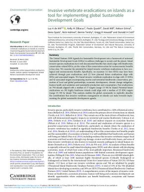 Invasive vertebrate eradications on islands as a tool for implementing global sustainable development goals