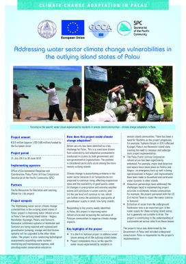 Addressing water sector climate change vulnerabilities in the outlying island States of Palau