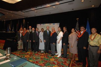 [Assignment: 48-DPA-09-29-08_SOI_K_Isl_Conf_Group] Group photos: participants in the Insular Areas Health Summit [("The Future of Health Care in the Insular Areas: A Leaders Summit") at the Marriott Hotel in] Honolulu, Hawaii, where Interior Secretary Dirk Kempthorne [joined senior federal health officials and leaders of the U.S. territories and freely associated states to discuss strategies and initiatives for advancing health care in those communinties [48-DPA-09-29-08_SOI_K_Isl_Conf_Group_DOI_0499.JPG]