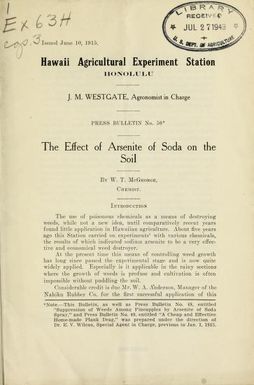 The effect of arsenite of soda on the soil