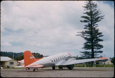 Norfolk Island airport, CAA DC3 ZK-AKS in for refuel