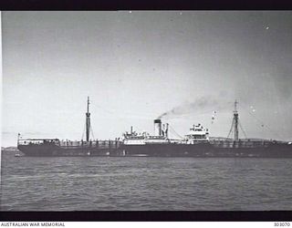 PORT MORESBY, PAPUA. 1941-11-15. STARBOARD SIDE VIEW OF THE AMERICAN CARGO VESSEL SS CAPILLO. (NAVAL HISTORICAL COLLECTION)