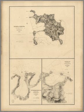 Island of Yendua, Feejee (Fiji) Group, by the U.S.Ex.Ex. 1840. Nucumurry Harbour, West End of Vanua Levu, by the U.S.Ex.Ex. 1840. Wailea Bay, North Side of Vanua Levu, by the U.S.Ex.Ex. 1840.