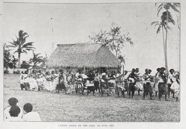 A Fijian dance on the Rara at Suva, Fiji