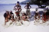 French Polynesia, resort performers on beach of Bora Bora