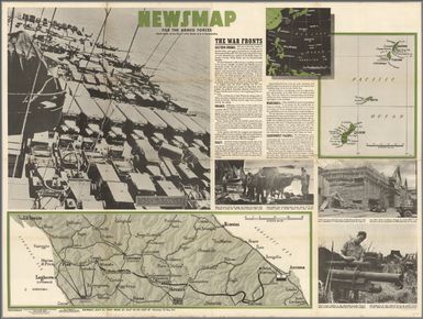 Newsmap. (War front near Florence, Italy. Guam, Agiguwant, Tinian and Saipan. Pacific Island Groups). Monday, July 31, 1944. ... Vol. III No. 15F. Prepared and Distributed by the Army Information Branch, Army Service Forces. Navy Distribution by Educational Services Section, BuPers, Navy Dept., Washington D.C. U.S. Government Printing Office: 1944 - 591000.