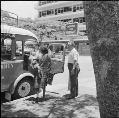 Passengers boarding a tour bus, Noumea, New Caledonia, 1967 / Michael Terry
