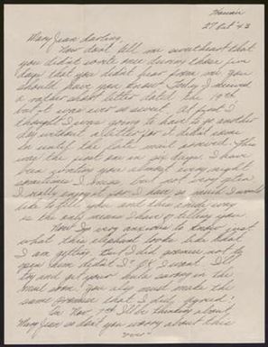[Letter from Walter Patrick to Mary Jean Ross - October 27, 1943]