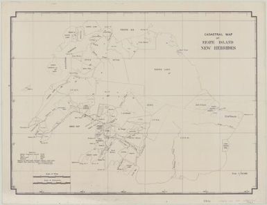 Cadastral map of Efate Island, New Hebrides / surveys by Joint Court Surveyors shown in solid lines ; adopted from Admiralty Charts & S.F.N.H. Surveys shown in broken lines