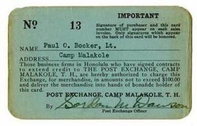 [Paul Bocker's Post Exchange Card, #1]