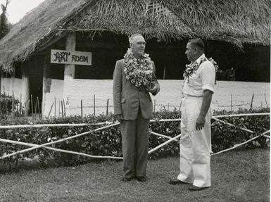 Two unidentified men, school art room, Niue