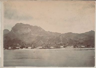 A village on the shore, seen from the sea. From the album: Cook Islands