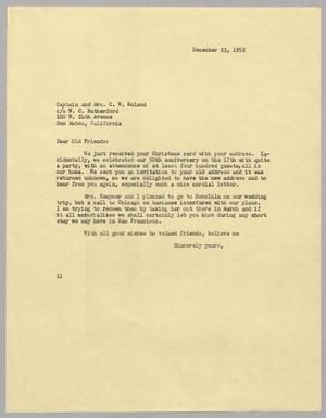 [Letter from I. H. Kempner to Captain and Mrs. C. W. Roland, December 23, 1952]