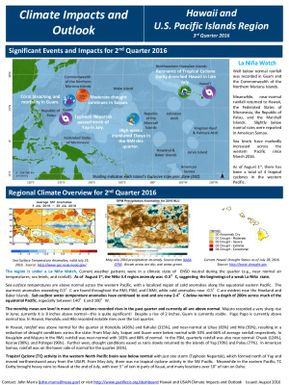 Climate impacts and outlook - Regional climate overview 2nd quarter