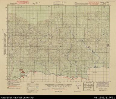 Papua New Guinea, Northeast New Guinea, Mongi River, Provisional map, Sheet B55/11, 1133, 1943, 1:63 360