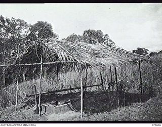 ORO BAY, NEW GUINEA. 1943-04. TEMPORARY LATRINES AT THE MEDICAL DRESSING STATION OF 10TH FIELD AMBULANCE