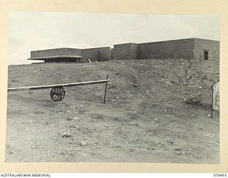 PORT MORESBY, PAPUA. 1944-10-18. THE BATTERY COMMAND POST OF THE NEW BASILISK BATTERY, 801ST ANTI-AIRCRAFT AND COAST ARTILLERY BATTERY