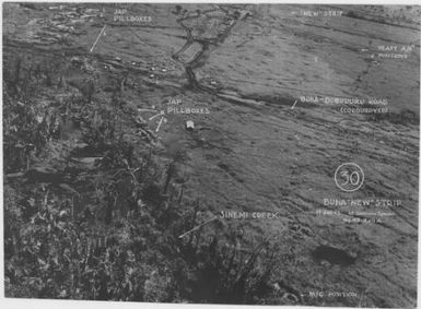 [Aerial photographs relating to the Japanese occupation of Buna-Gona region, Papua New Guinea, 1942-1943] [Allied air raids]. (54)