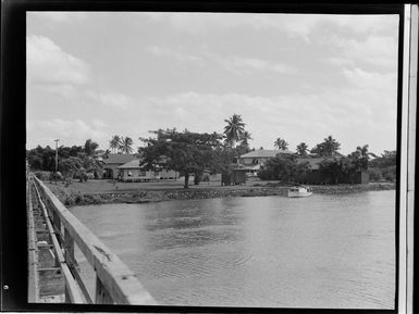 Part two of a two part panorama showing the river and bridge at Labasa, Fiji