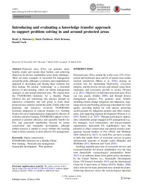 Introducing and evaluating a knowledge transfer approach to support problem solving in and around protected areas