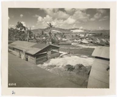 [Day room and other buildings at military camp, Saipan]