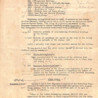 Report of the pilot land survey at Tarawa