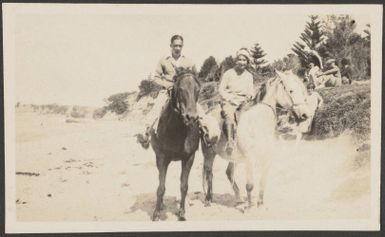 Horse-riding at Motuihe Island, February 1930