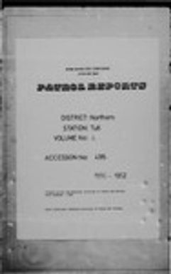 Patrol Reports. Northern District, Tufi, 1950 - 1952